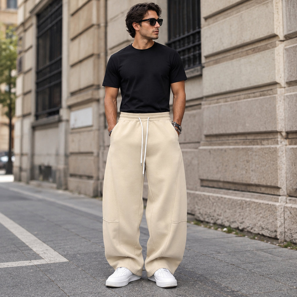 Wide-Leg Relaxed Jogger Pants