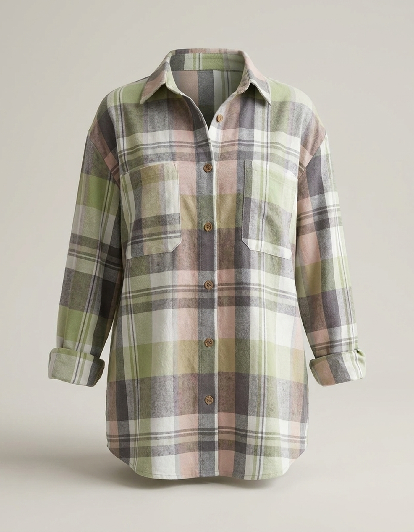 PLUXSTYLE::numise::mia-oversized-plaid-cardigan-top::pack-green