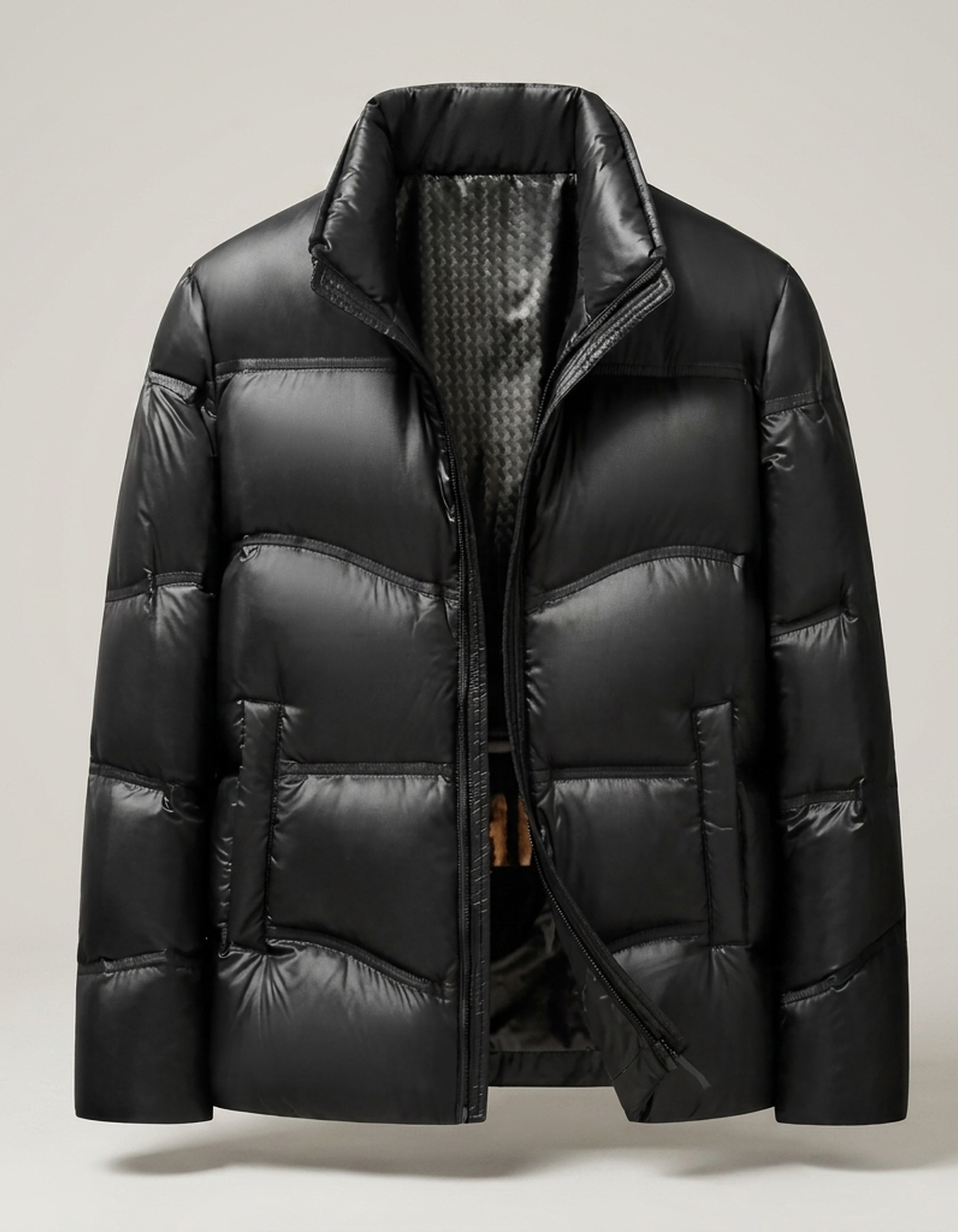 PLUXSTYLE::numise::mens-stand-collar-winter-parka::pack-black