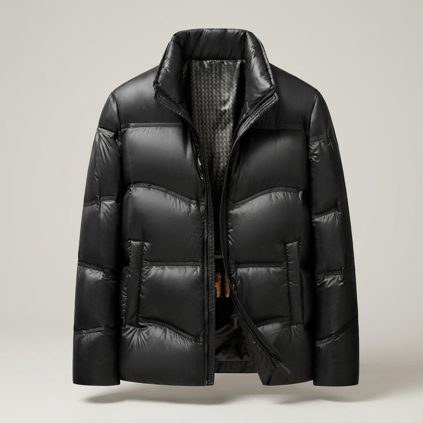 PLUXSTYLE::numise::mens-stand-collar-winter-parka::pack-black