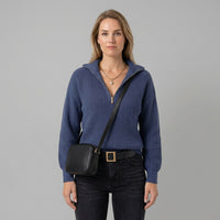 Avery | Winterpullover für Damen mit halbem Reißverschluss, Kragen und Strickmuster
