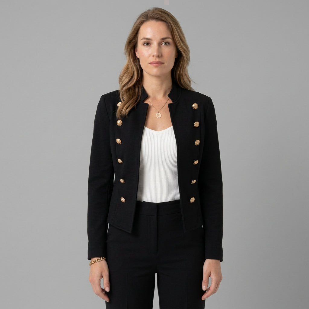Cropped Blazer with -Tone Buttons