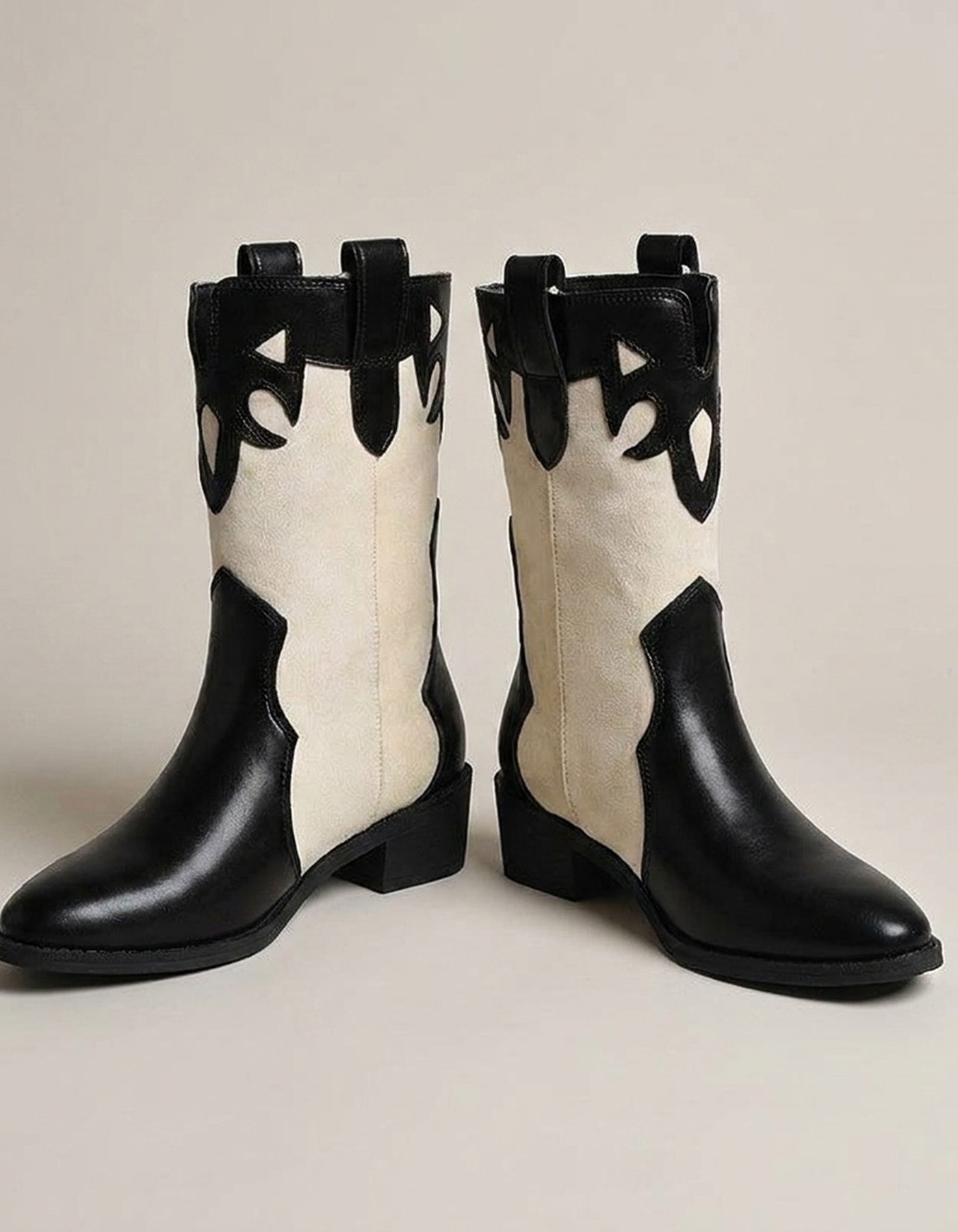 PLUXSTYLE::numise::embroidered-western-ankle-boots::pack-beige