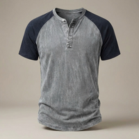 PLUXSTYLE::numise::acid-wash-henley-top::pack-grey