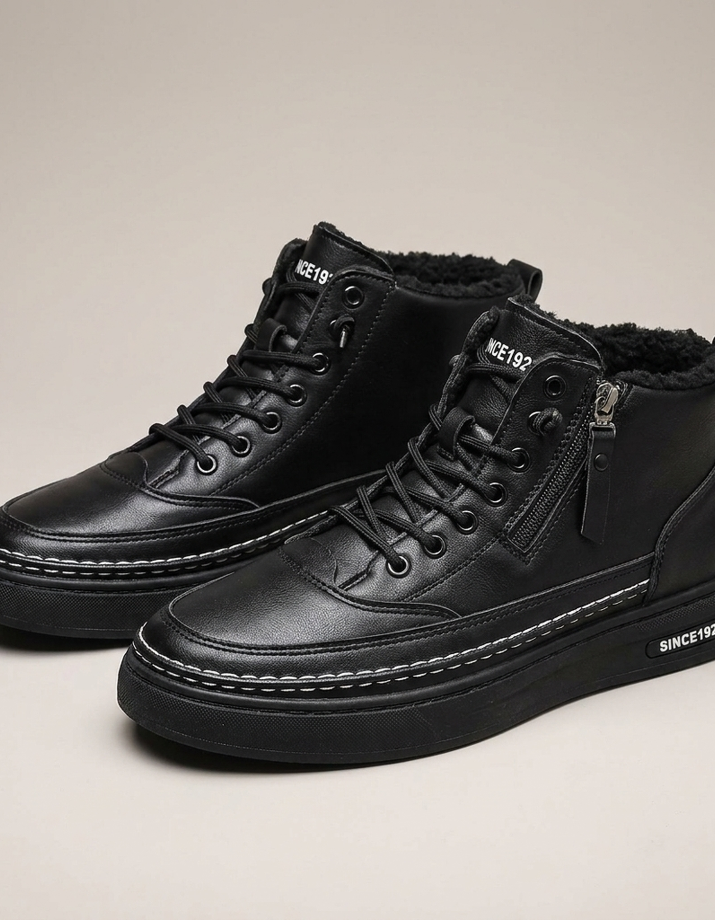 PLUXSTYLE::numise::mens-everyday-business-boots::pack-black-with-fleece-lining