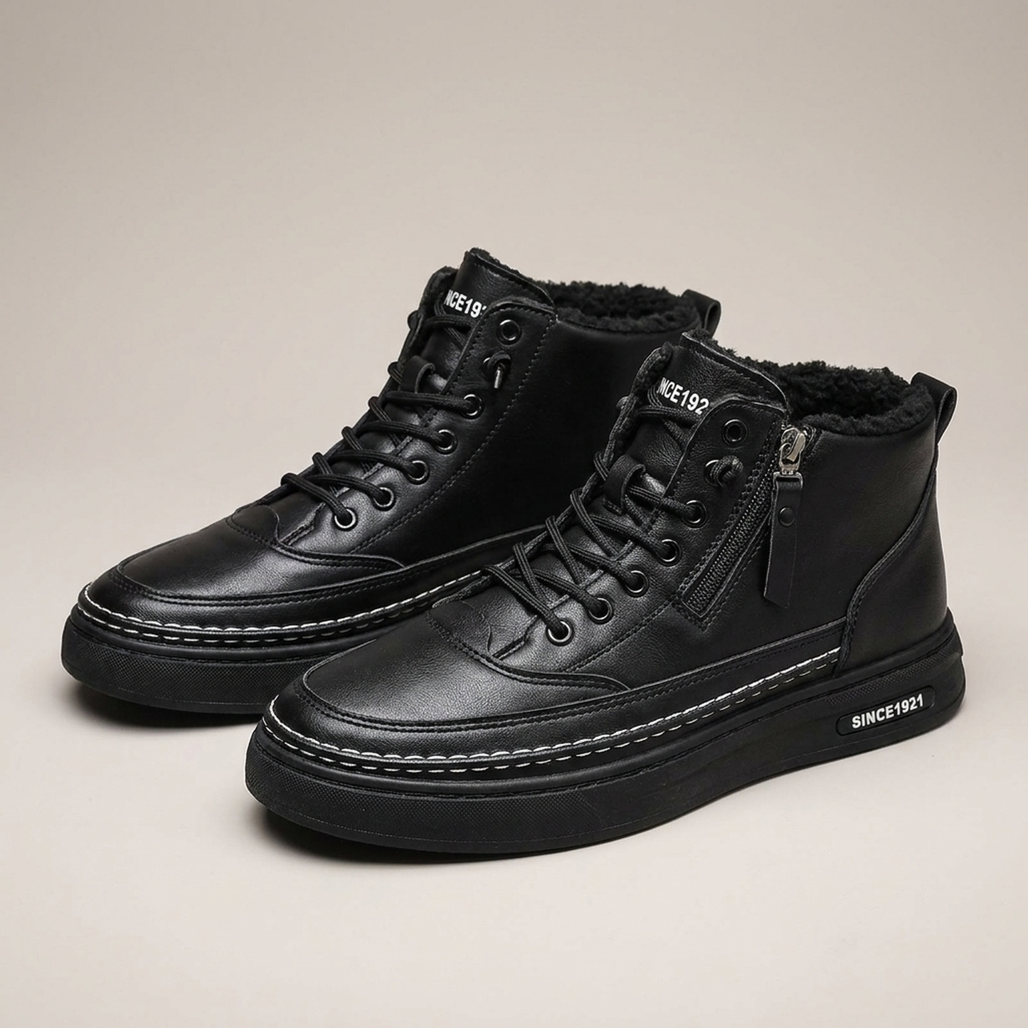 PLUXSTYLE::numise::mens-everyday-business-boots::pack-black-with-fleece-lining