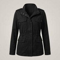 PLUXSTYLE::numise::drawstring-waist-military-parka::pack-black