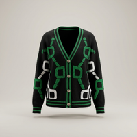 PLUXSTYLE::numise::geometric-v-neck-cardigan::pack-black