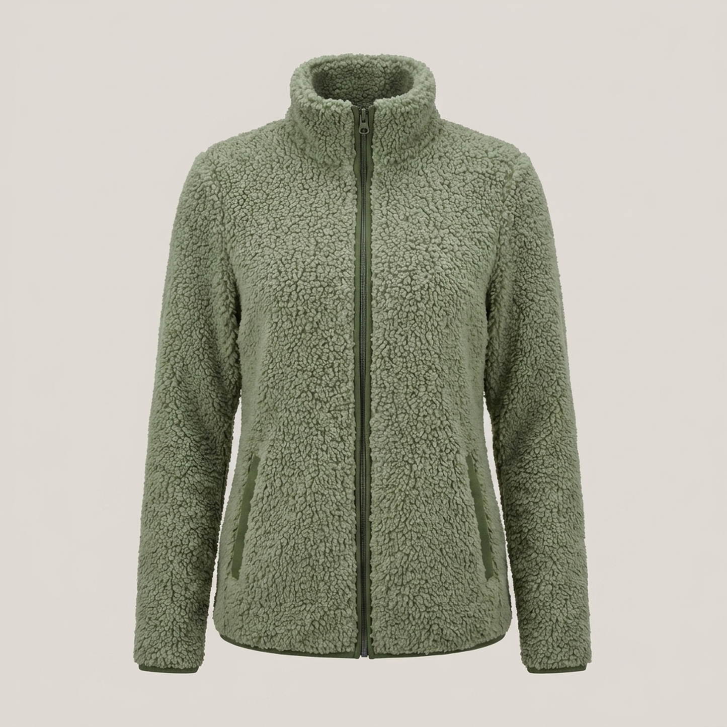 PLUXSTYLE::numise::womens-high-collar-parka::pack-olive-green