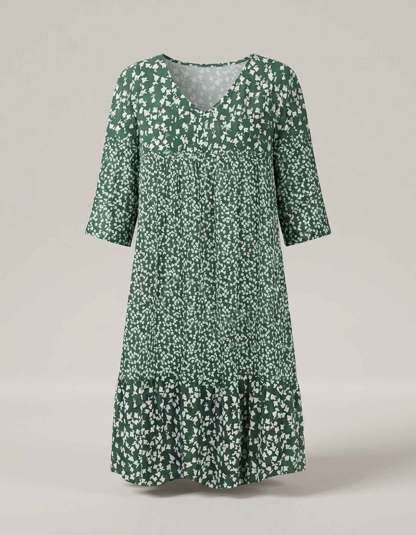 PLUXSTYLE::numise::womens-floral-v-neck-midi-dress-for-easy-summer-style::pack-green