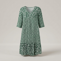 PLUXSTYLE::numise::womens-floral-v-neck-midi-dress-for-easy-summer-style::pack-green