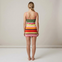 PLUXSTYLE::numise::striped-v-neck-mini-dress::back