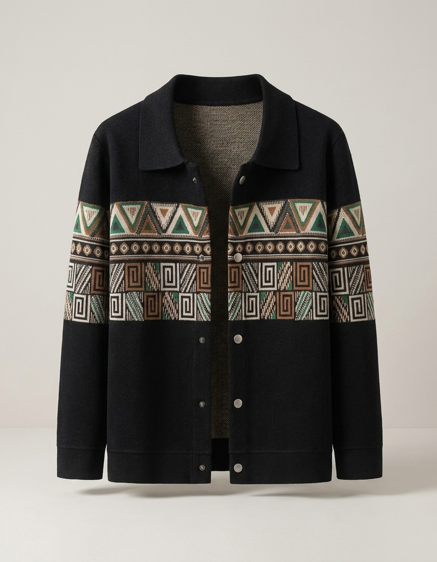 PLUXSTYLE::numise::mens-geometric-cardigan::pack-black