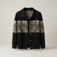 PLUXSTYLE::numise::mens-geometric-cardigan::pack-black