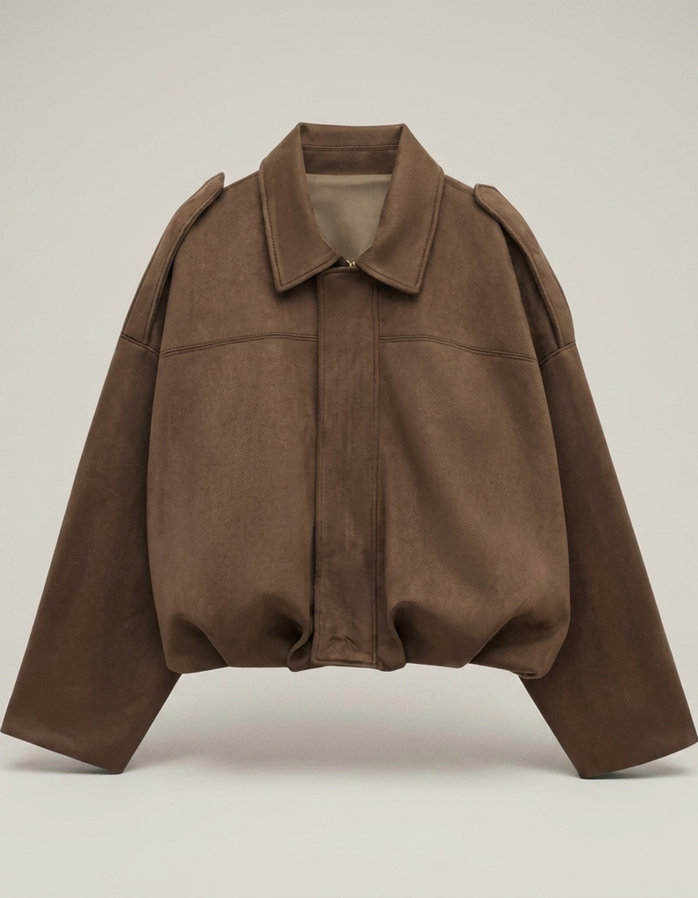 PLUXSTYLE::numise::oversized-bomber-parka::pack-coffee-brown