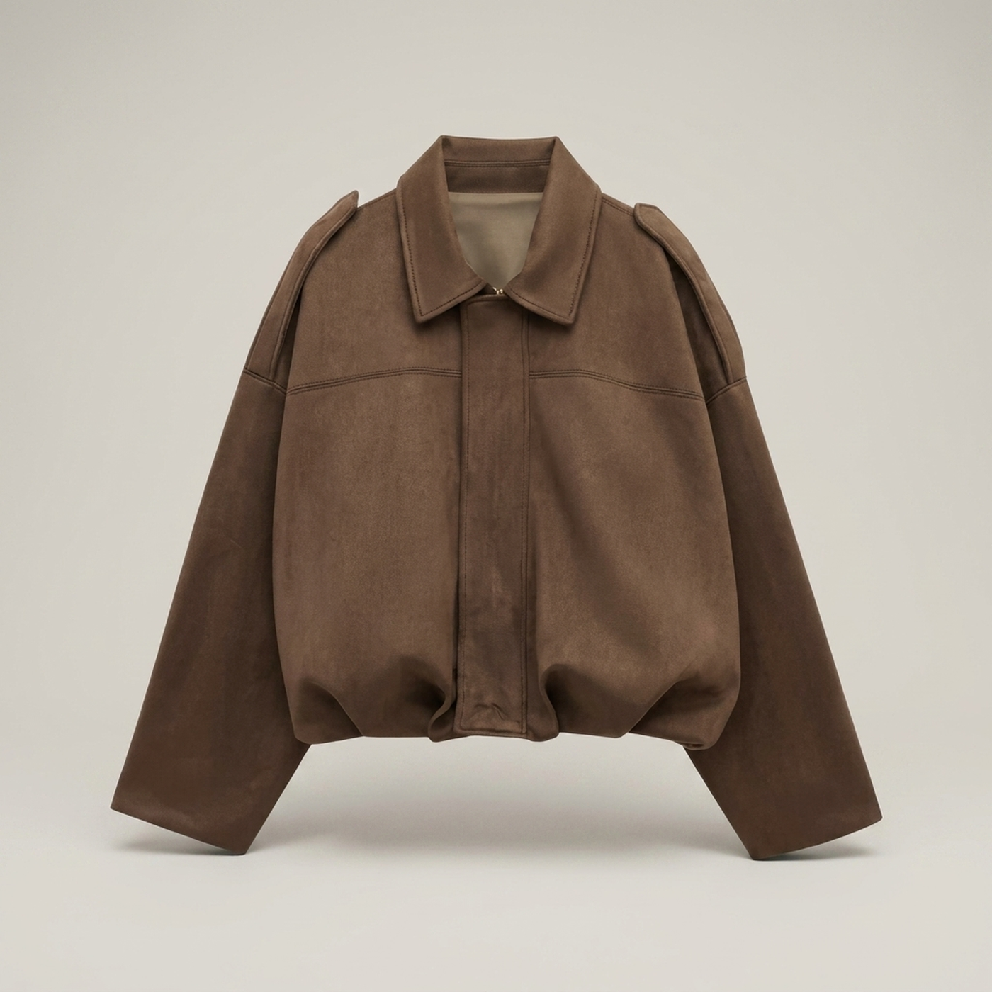 PLUXSTYLE::numise::oversized-bomber-parka::pack-coffee-brown