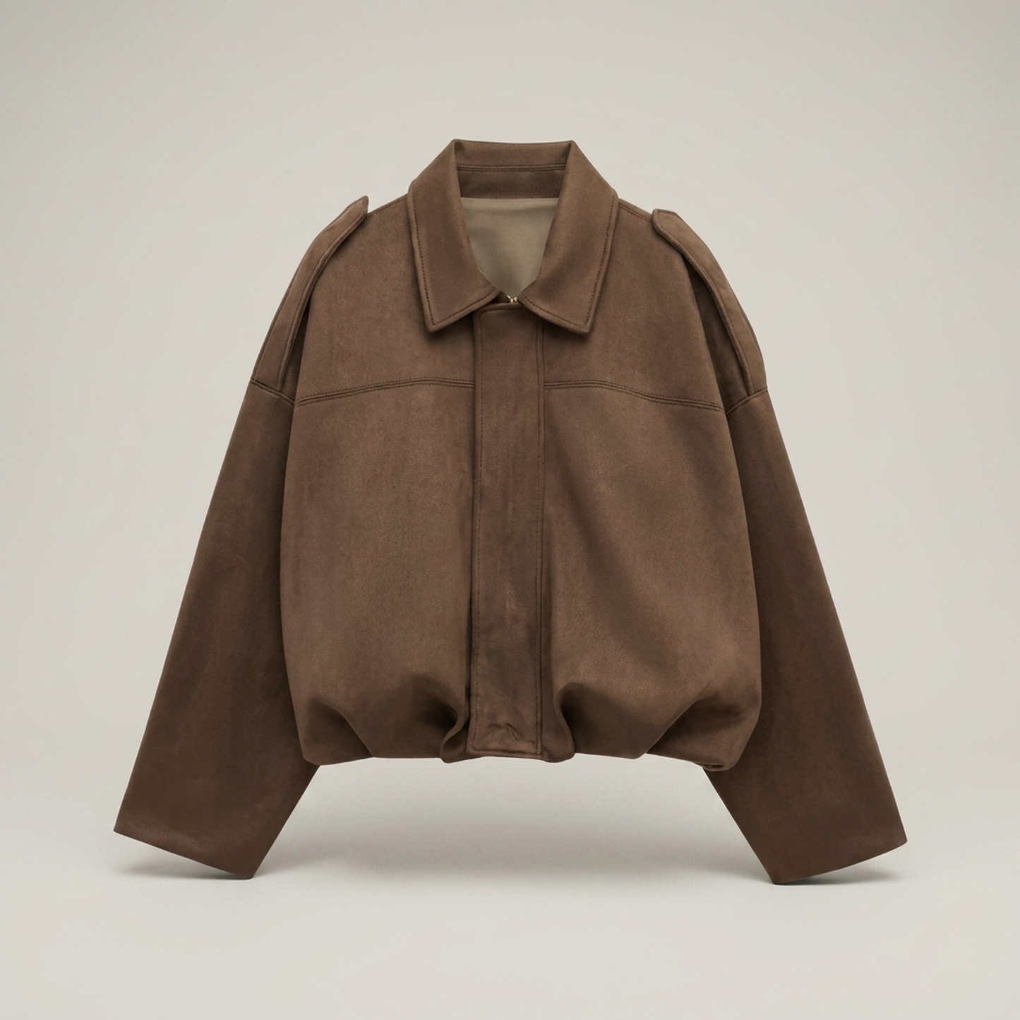 PLUXSTYLE::numise::oversized-bomber-parka::pack-coffee-brown
