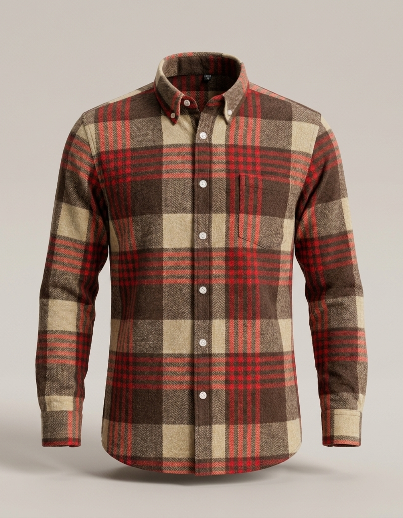 PLUXSTYLE::numise::mens-button-down-plaid-top::pack-brown-and-red