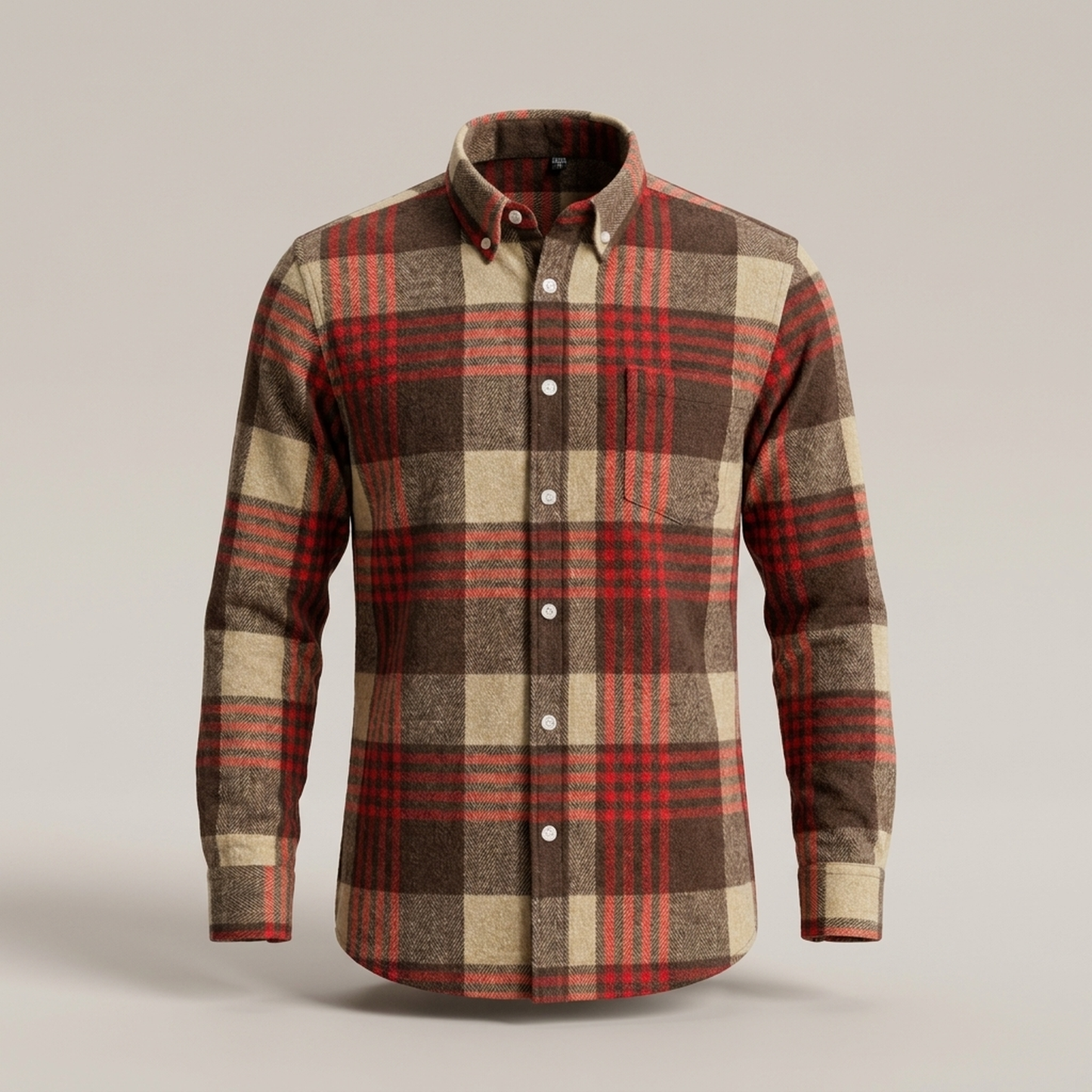 PLUXSTYLE::numise::mens-button-down-plaid-top::pack-brown-and-red