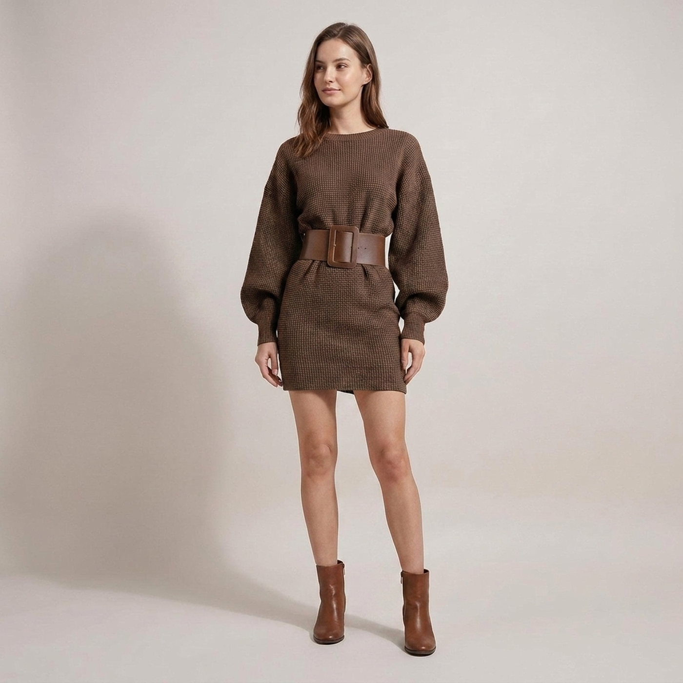 PLUXSTYLE::numise::aderisse-belted-mini-dress::front
