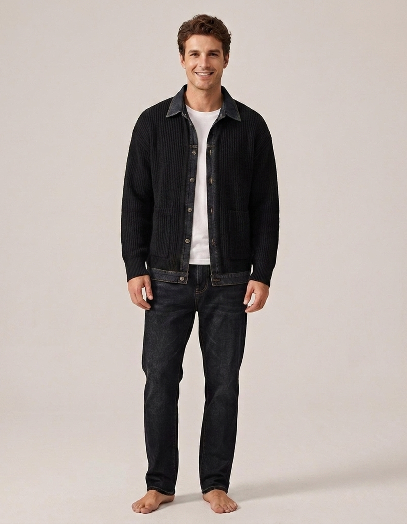 PLUXSTYLE::numise::mens-collared-cardigan::front