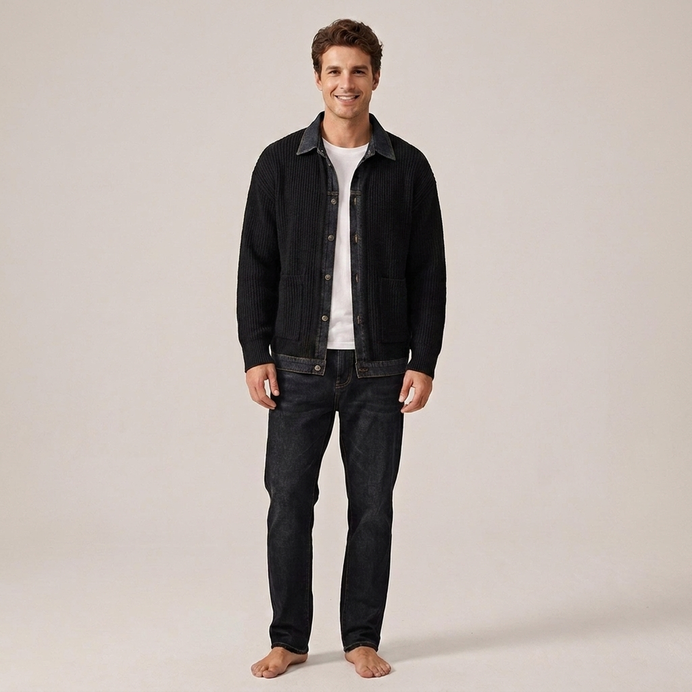 PLUXSTYLE::numise::mens-collared-cardigan::front