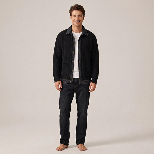 PLUXSTYLE::numise::mens-collared-cardigan::front