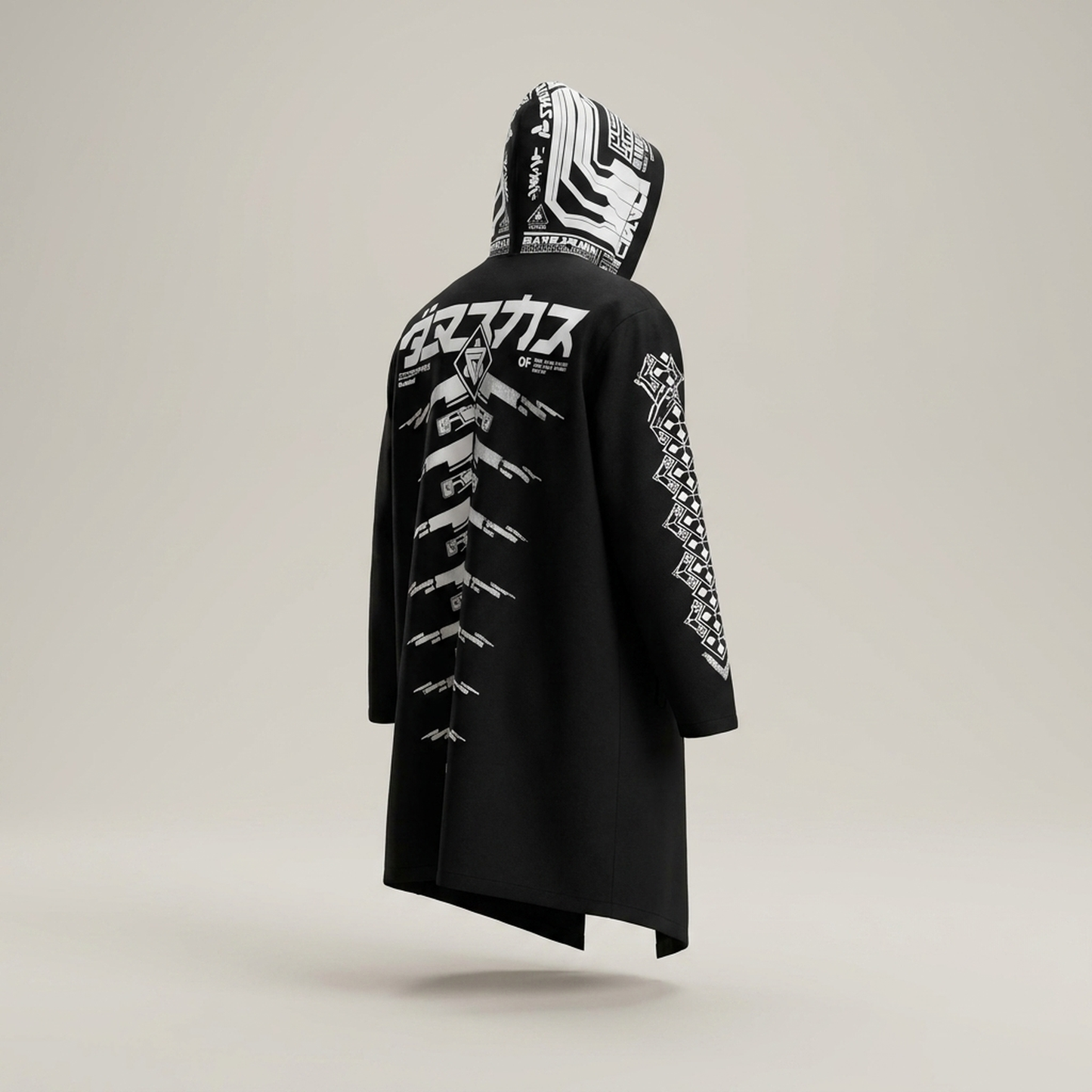 PLUXSTYLE::numise::futurist-longline-parka::pack-black