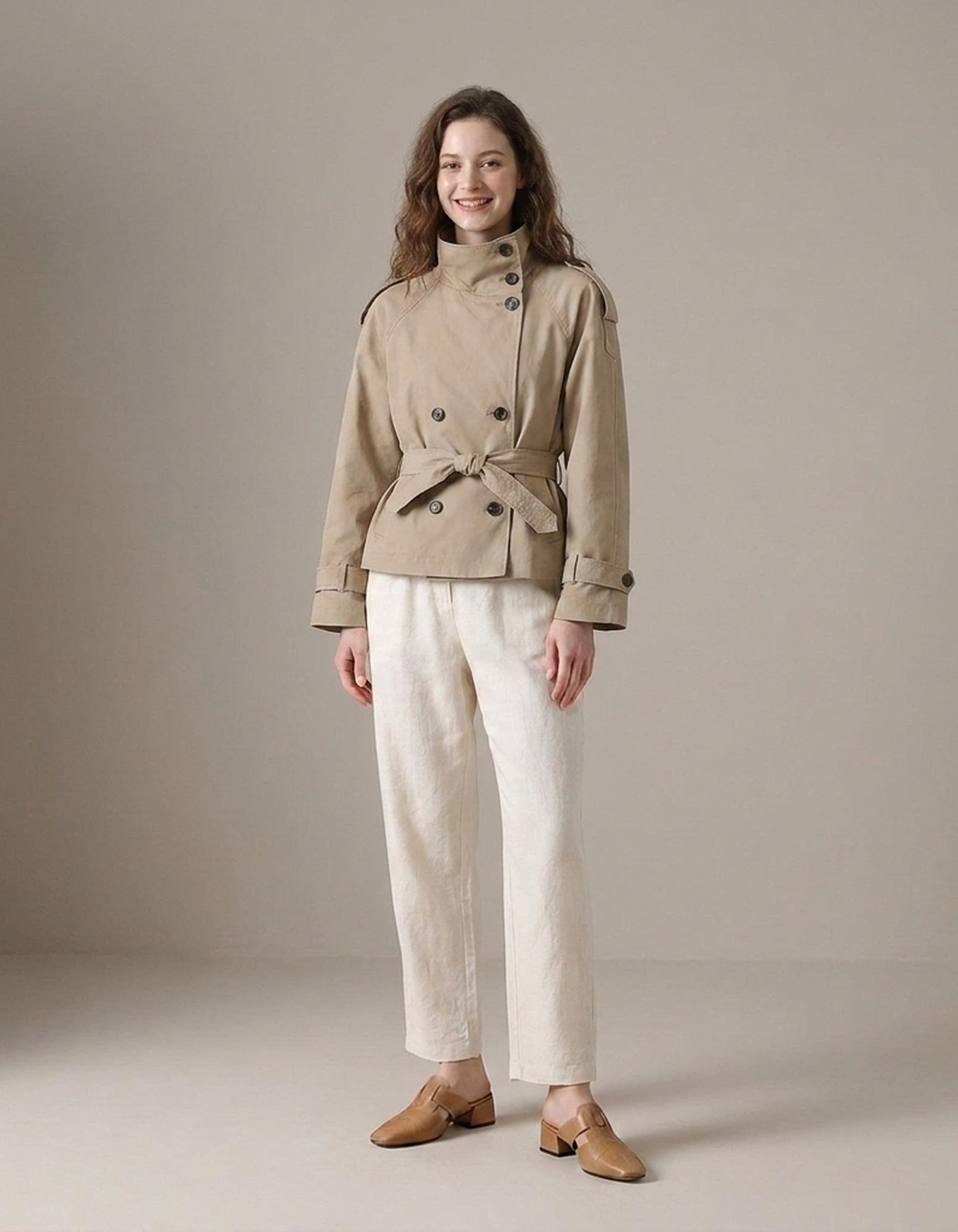 PLUXSTYLE::numise::elise-cropped-trench-parka::front