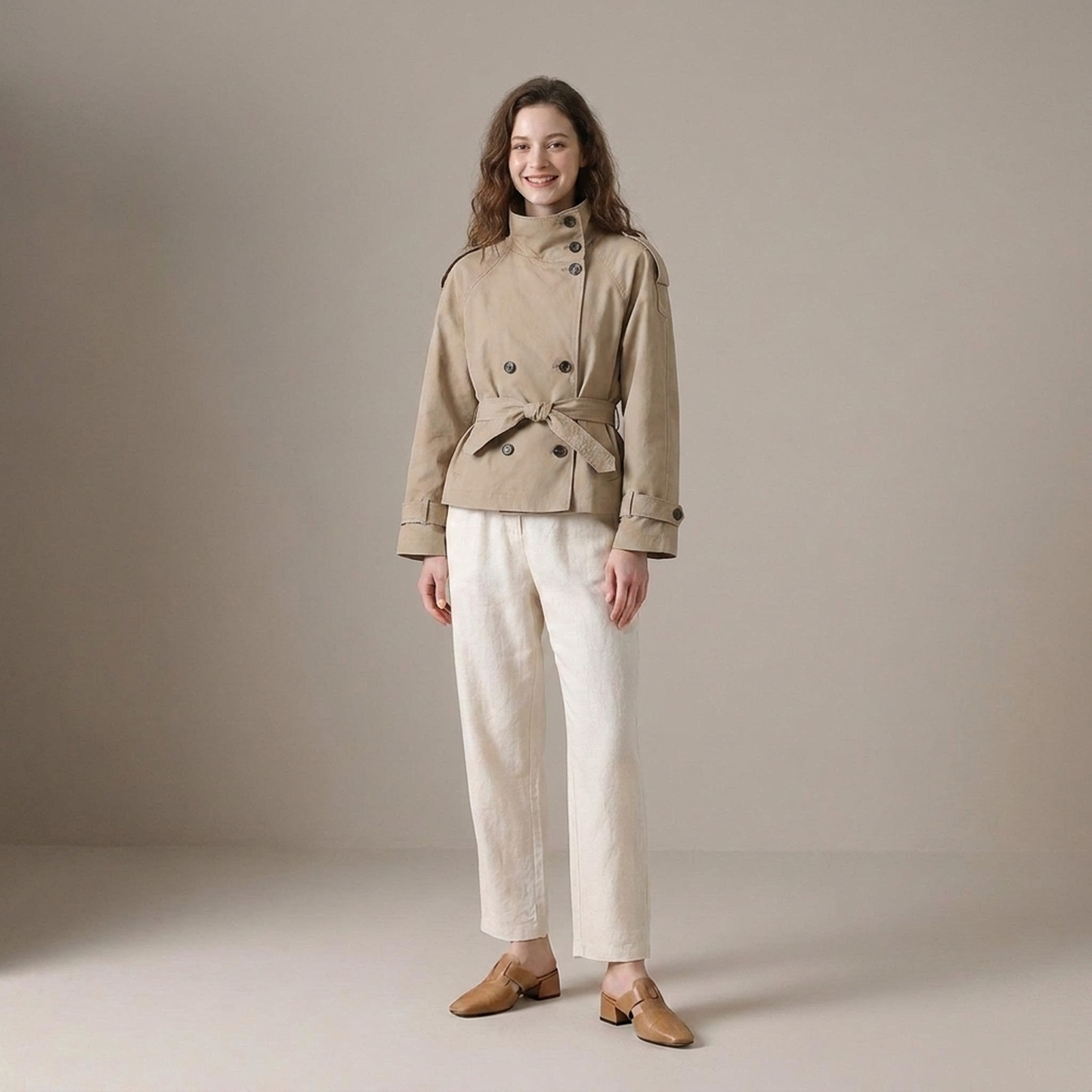 PLUXSTYLE::numise::elise-cropped-trench-parka::front