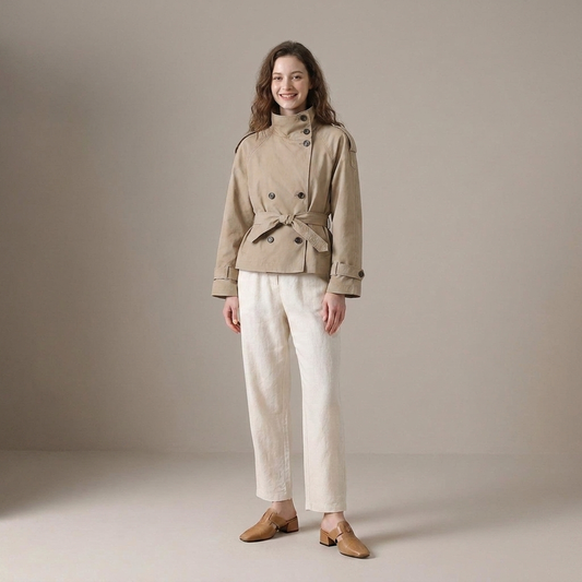 PLUXSTYLE::numise::elise-cropped-trench-parka::front