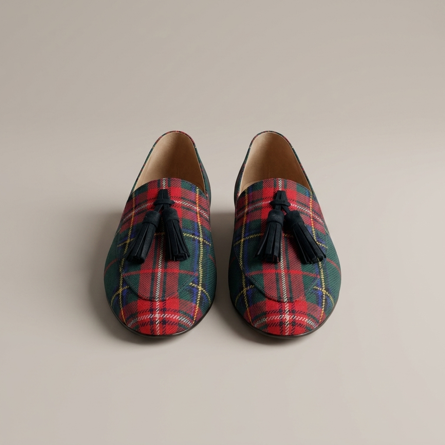 PLUXSTYLE::numise::tartan-fringe-loafers::pack-red