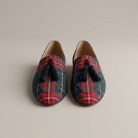 PLUXSTYLE::numise::tartan-fringe-loafers::pack-red