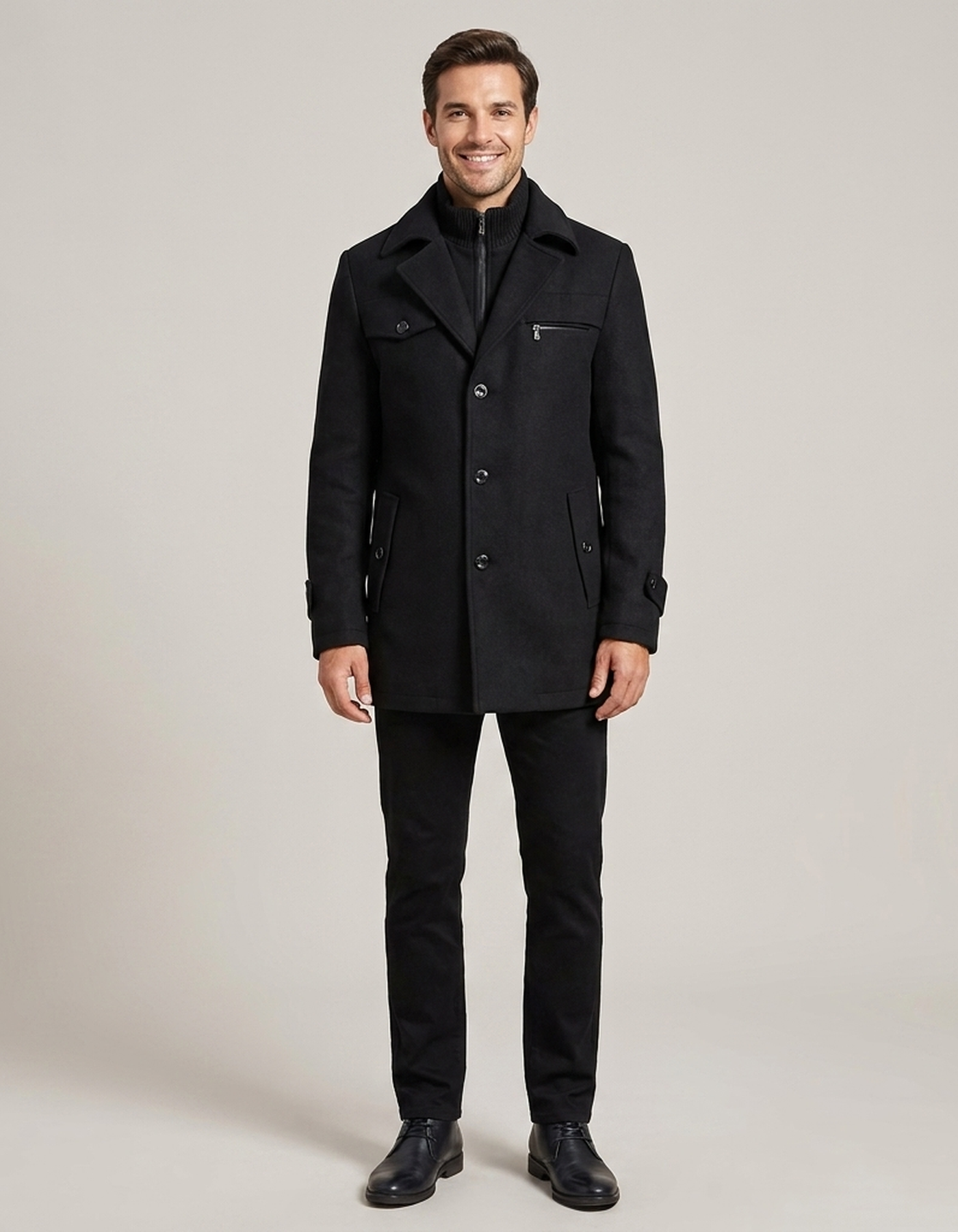 PLUXSTYLE::numise::mens-stand-collar-business-parka::front