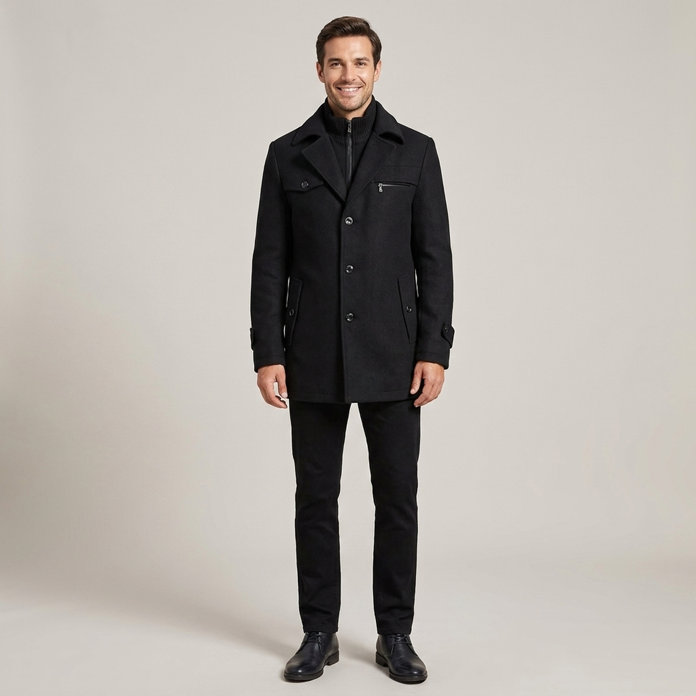 PLUXSTYLE::numise::mens-stand-collar-business-parka::front
