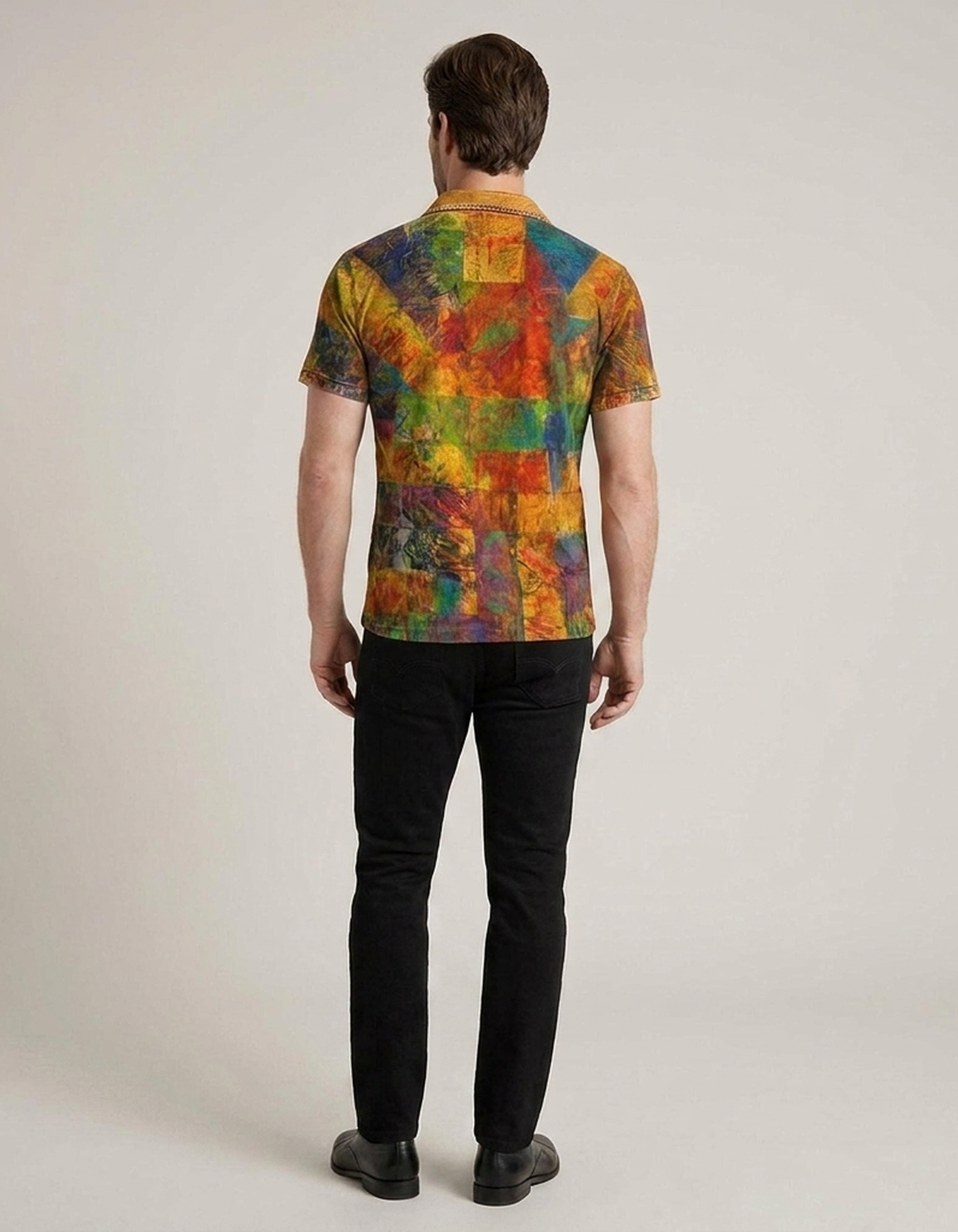 PLUXSTYLE::numise::abstract-plaid-short-sleeve-top::back