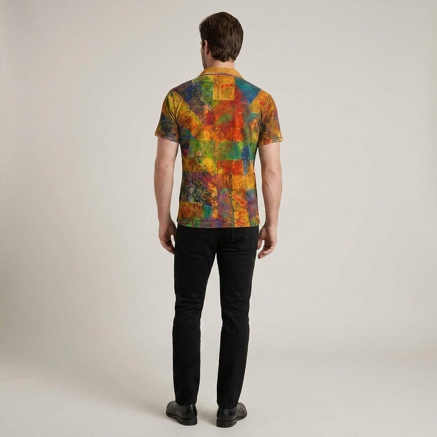 PLUXSTYLE::numise::abstract-plaid-short-sleeve-top::back