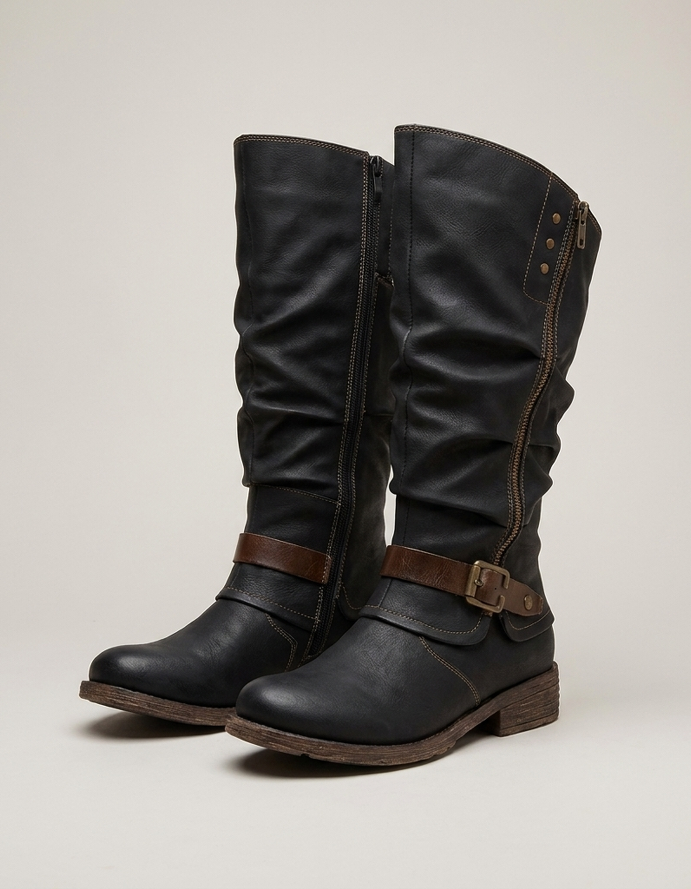 PLUXSTYLE::numise::relaxed-slouch-knee-high-boots::pack-black