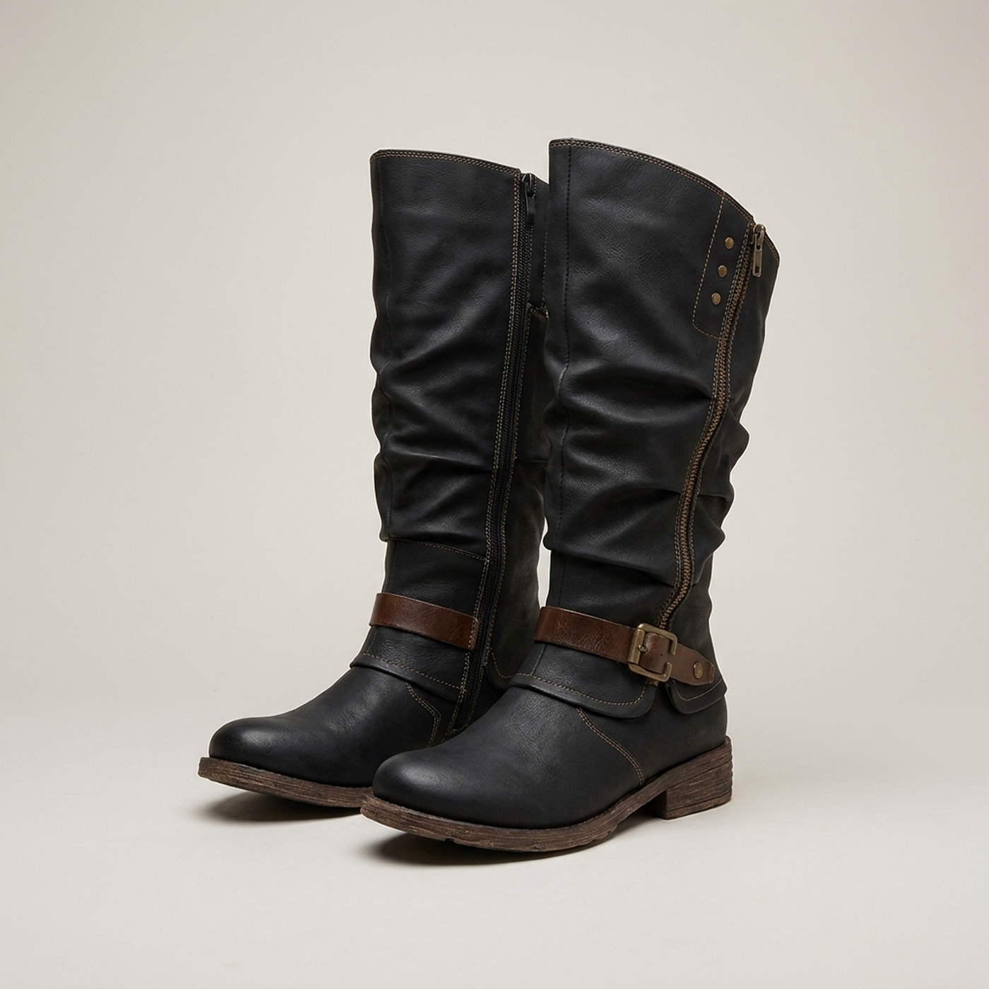 PLUXSTYLE::numise::relaxed-slouch-knee-high-boots::pack-black