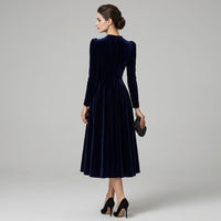 Peyton | Women's Winter Velvet High-Neck Midi Dress