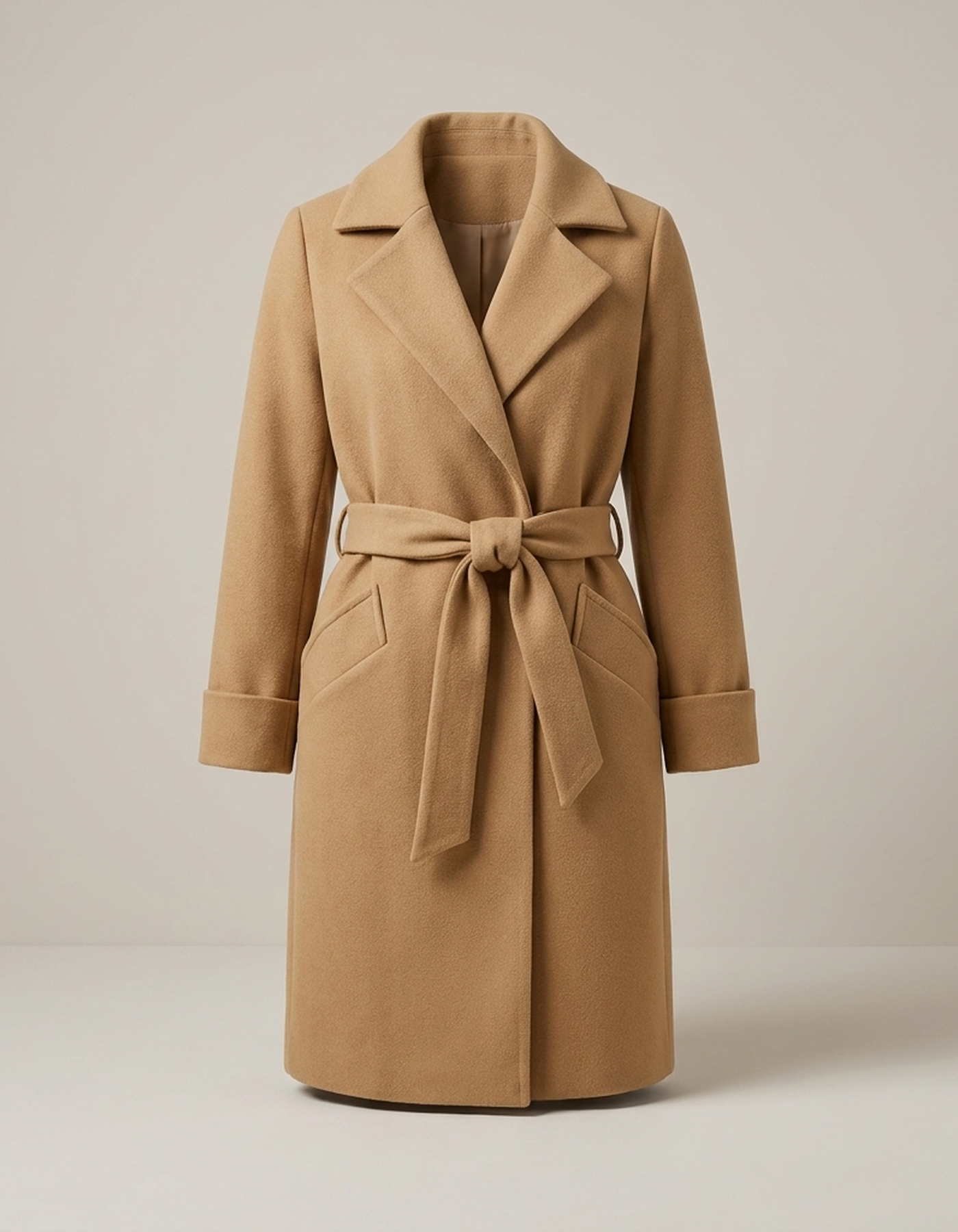 PLUXSTYLE::numise::waist-defining-wrap-parka::pack-beige