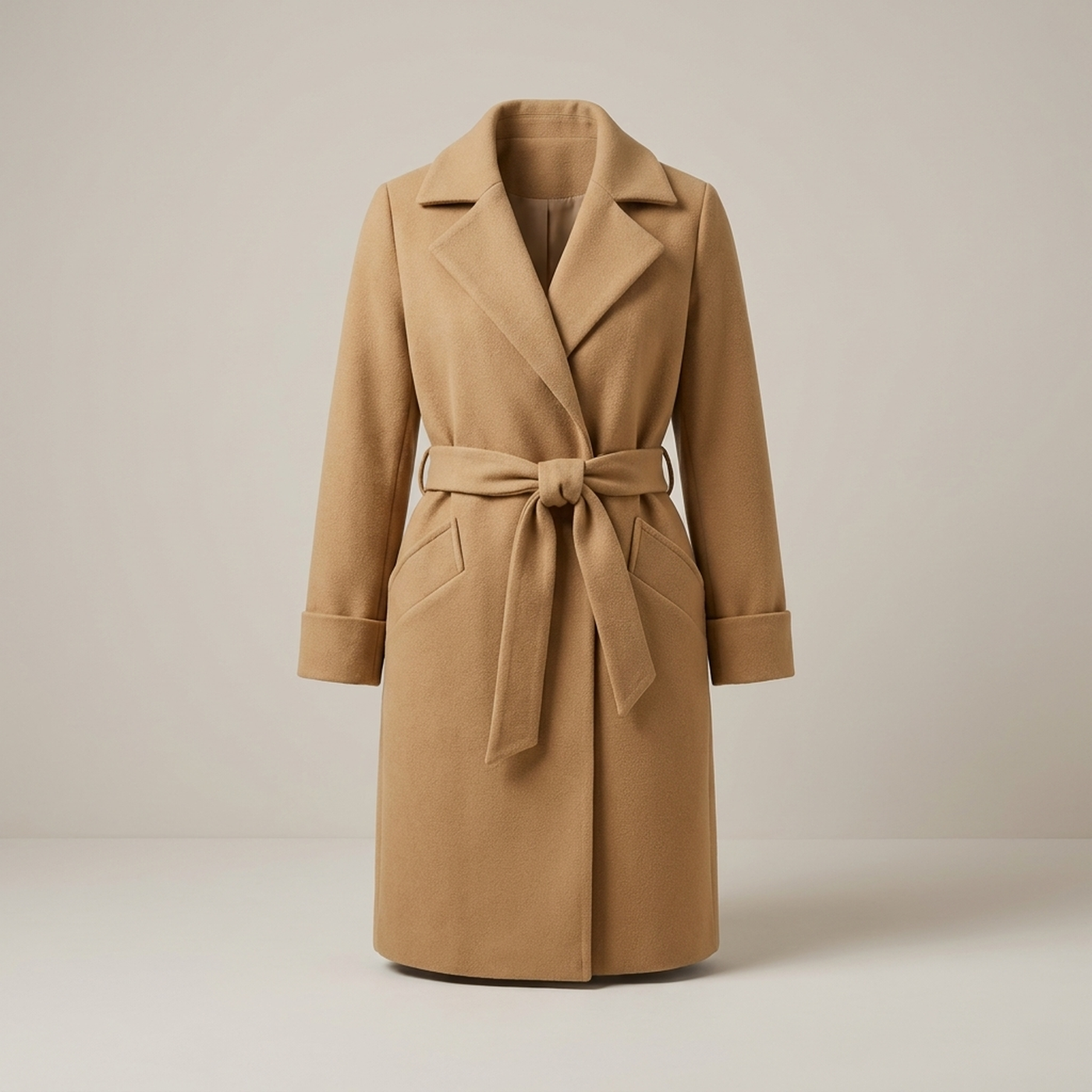 PLUXSTYLE::numise::waist-defining-wrap-parka::pack-beige