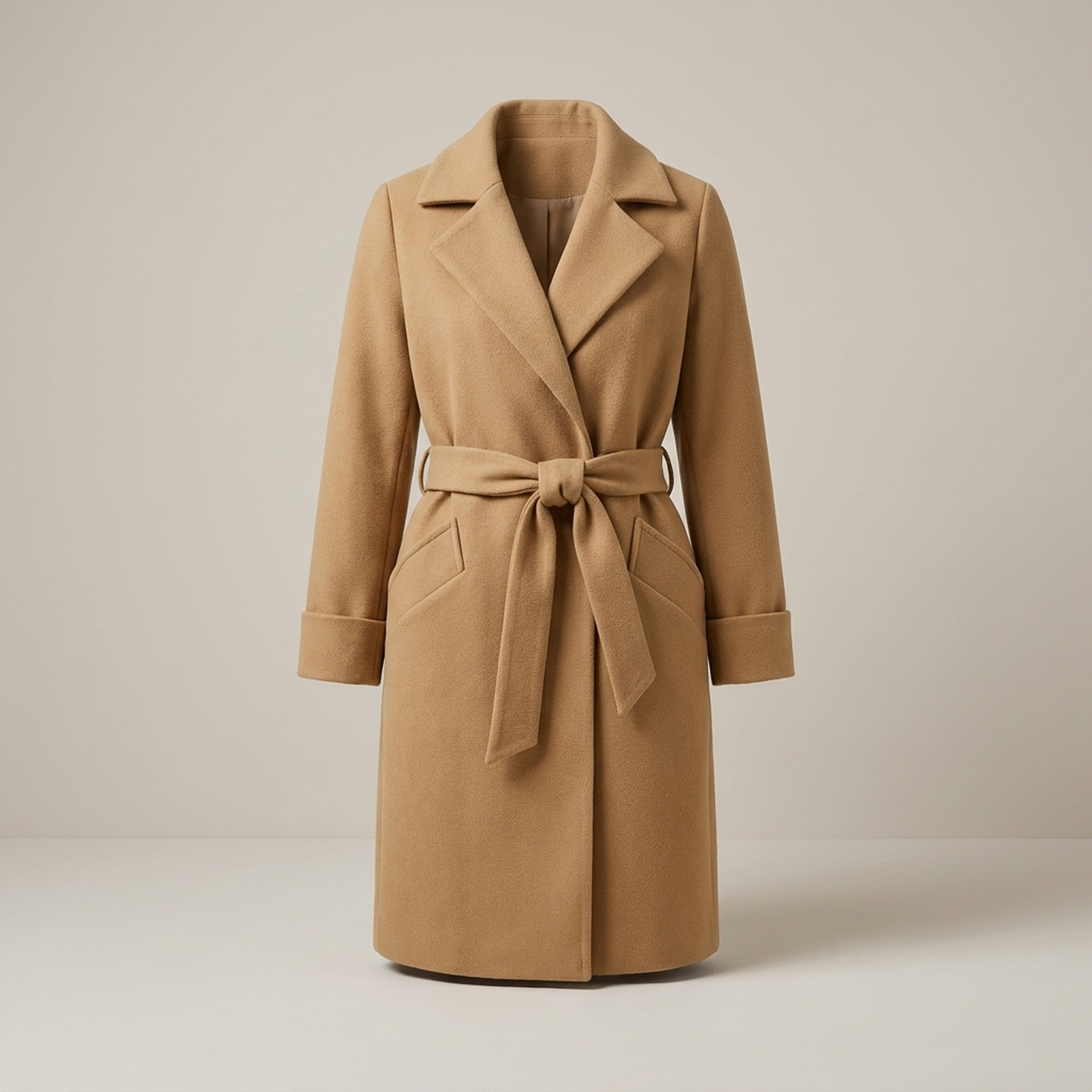 PLUXSTYLE::numise::waist-defining-wrap-parka::pack-beige