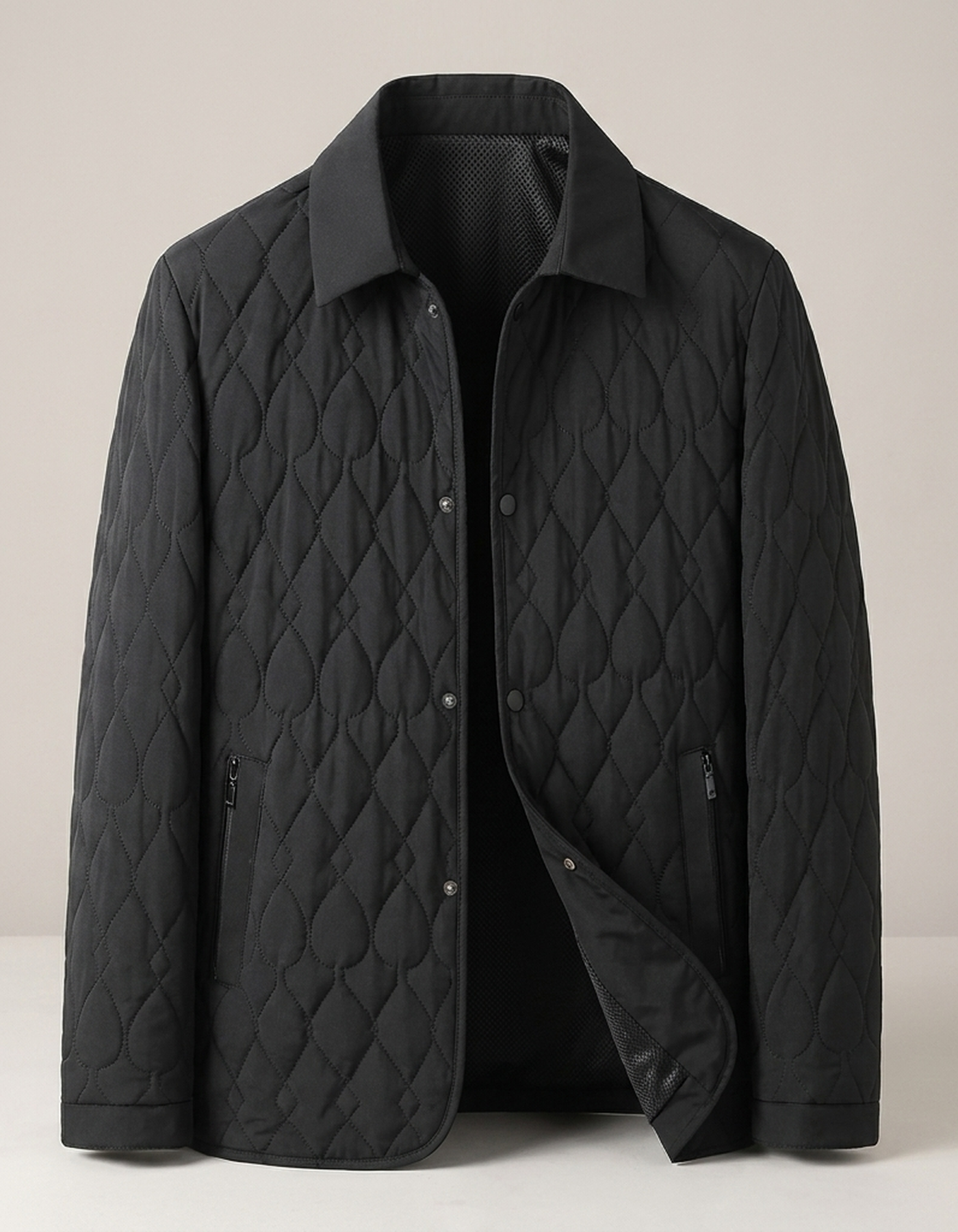 PLUXSTYLE::numise::mens-button-front-quilted-parka::pack-black