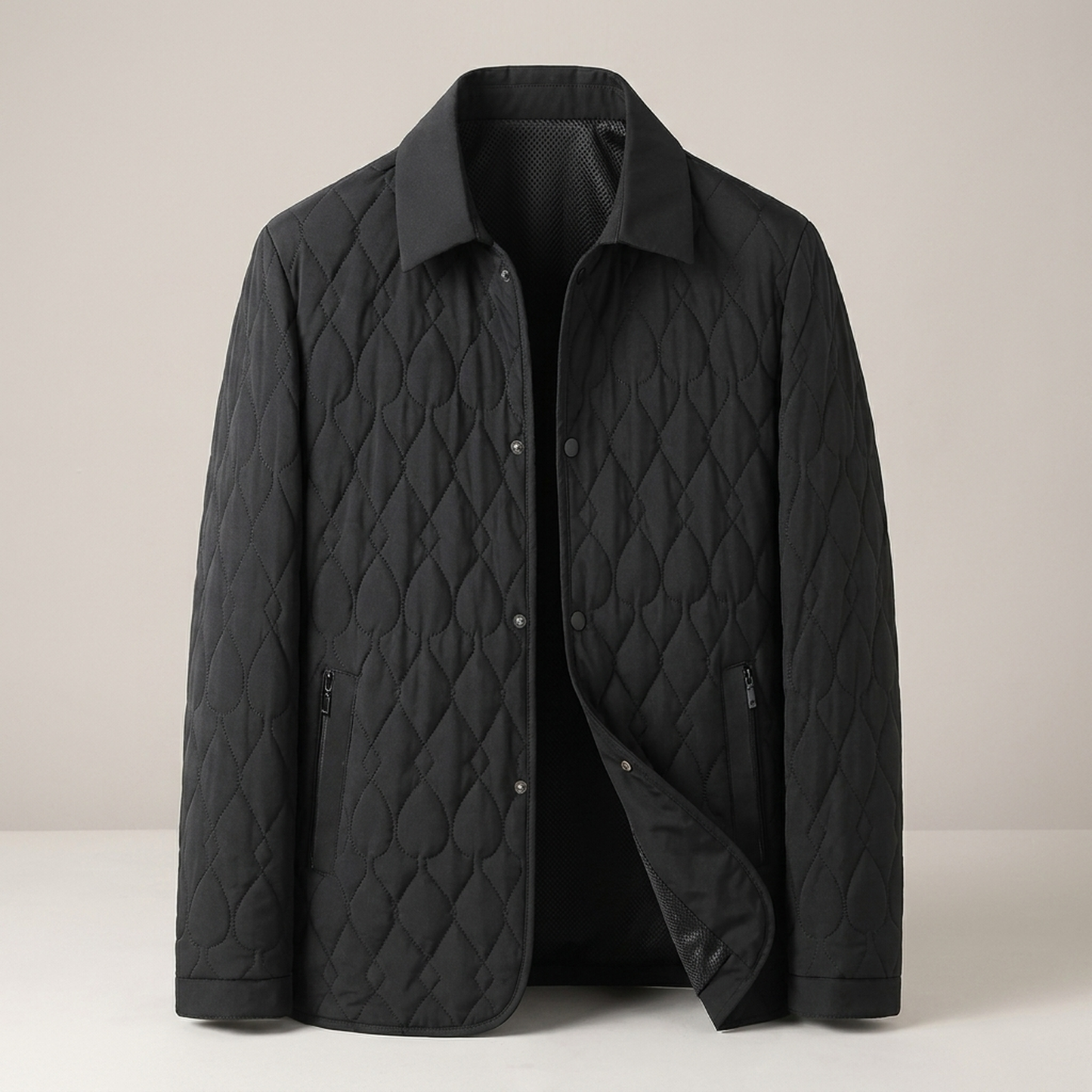 PLUXSTYLE::numise::mens-button-front-quilted-parka::pack-black