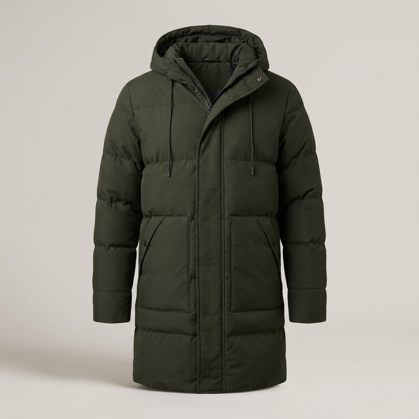 PLUXSTYLE::numise::mens-mid-length-hooded-parka::pack-green