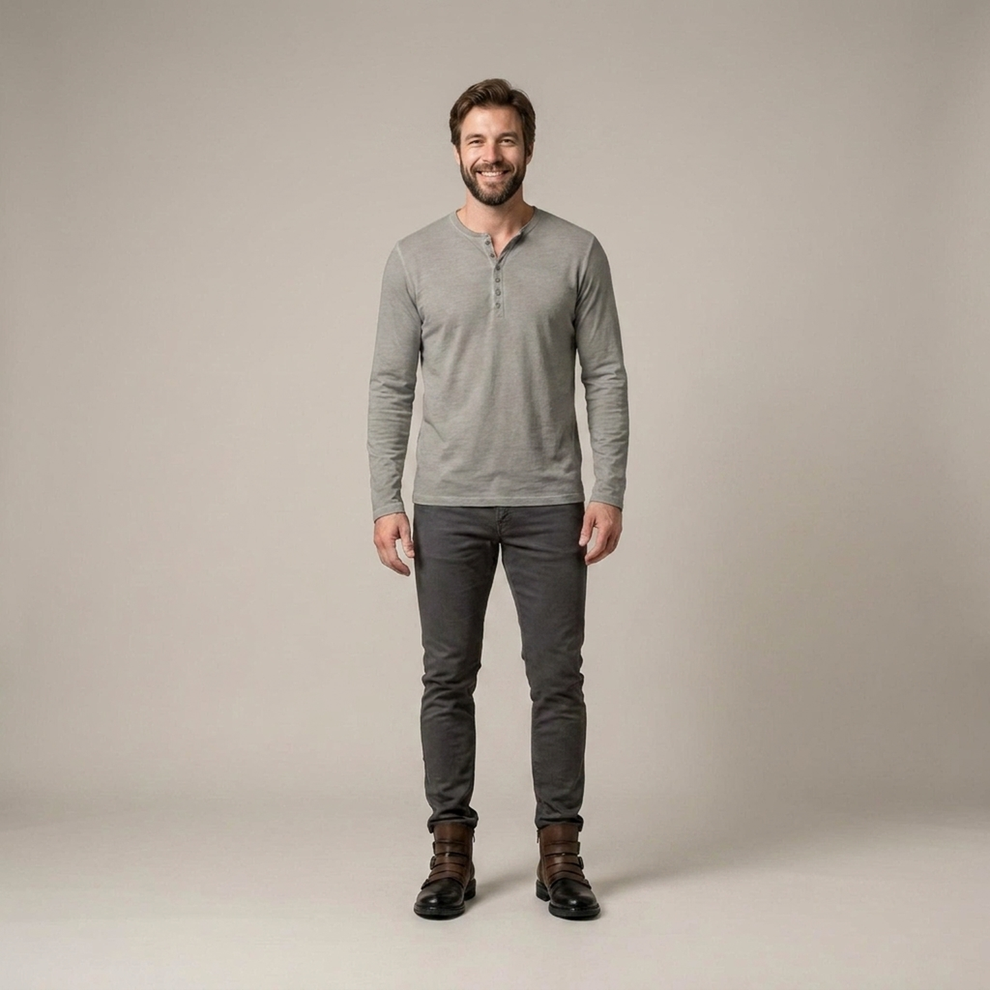 PLUXSTYLE::numise::mens-relaxed-long-sleeve-henley-top::front