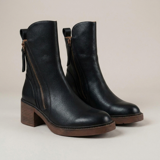 PLUXSTYLE::numise::refined-everyday-ankle-boots::closeup-detail