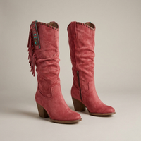 PLUXSTYLE::numise::womens-fringe-cowboy-boots::pack-red