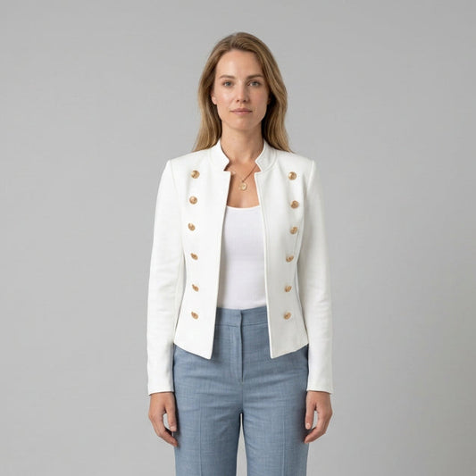 Cropped Blazer with -Tone Buttons